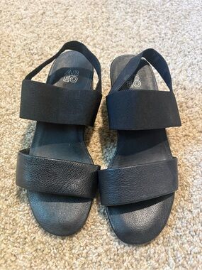 Abeo Black Double-Strap Slingback Sandals